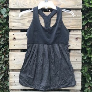 Black and Grey Lululemon Fitted Workout Tank